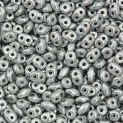 Super Duo 2x5mm Two Hole Beads Opaque Bright Silver 22g Tube (01700)