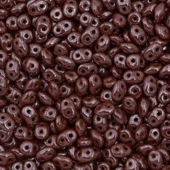 Super Duo 2x5mm Two Hole Beads Opaque Brown White Luster 15g (13600WL)