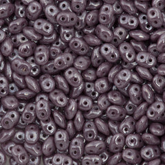 Super Duo 2x5mm Two Hole Beads Opaque Purple White Luster 22g Tube (23020WL)