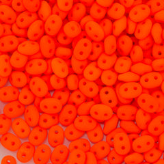 Super Duo 2x5mm Two Hole Beads Neon Orange 22g Tube (25122)