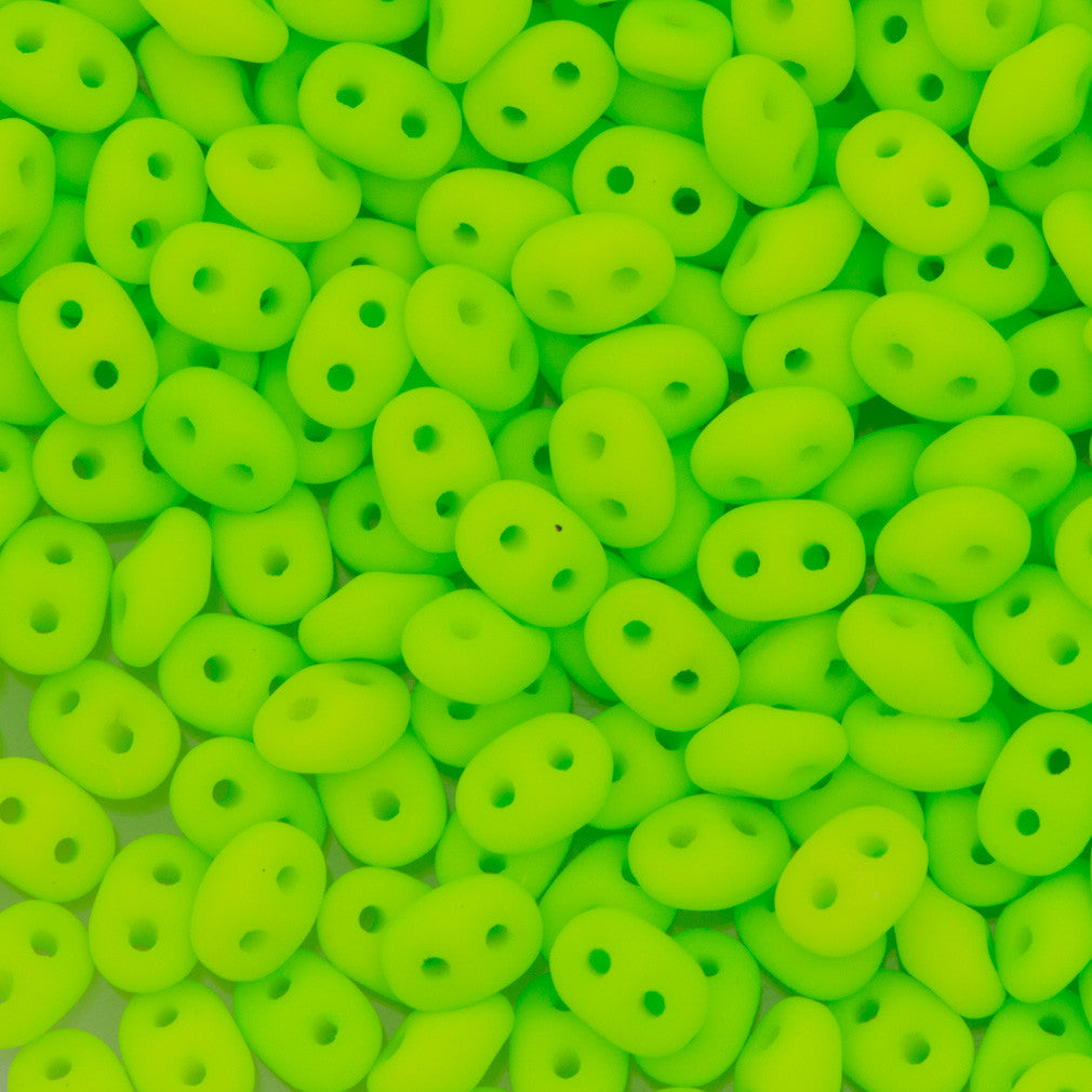 Super Duo 2x5mm Two Hole Beads Neon Lime 22g Tube (25142)