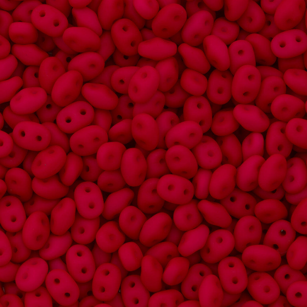 Super Duo 2x5mm Two Hole Beads Saturated Red 22g Tube (25144)