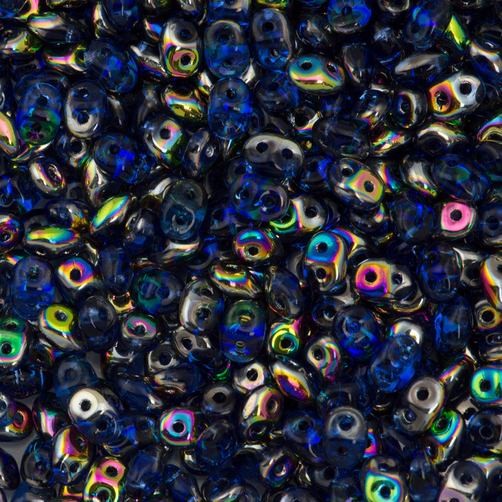 Super Duo 2x5mm Two Hole Beads Sapphire Vitrail 22g Tube (30060V)