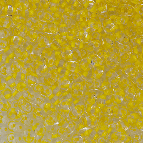 Super Duo 2x5mm Two Hole Beads Inside Color Lined Yellow 22g Tube (44886)