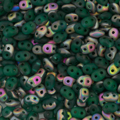 Super Duo 2x5mm Two Hole Beads Matte Emerald Vitrail 22g Tube (50720MV)