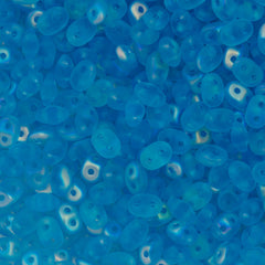 Super Duo 2x5mm Two Hole Beads Matte Aquamarine AB 22g Tube (60020MX)
