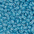 Super Duo 2x5mm Two Hole Beads Opaque Light Blue White Luster 22g Tube (63030WL)