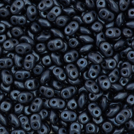 Super Duo 2x5mm Two Hole Beads Metallic Suede Dark Blue 22g Tube (79032)