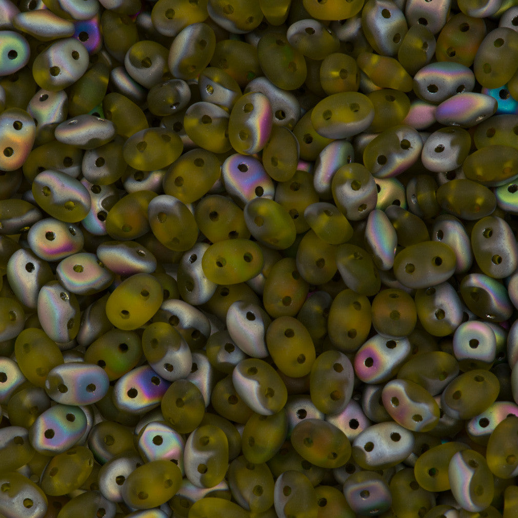 Super Duo 2x5mm Two Hole Beads Matte Lemon Vitrail 15g (80020MV)