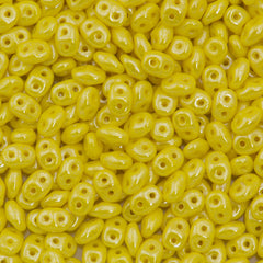 Super Duo 2x5mm Two Hole Beads Opaque Yellow White Luster 22g Tube (83120WL)