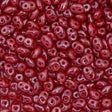 Super Duo 2x5mm Two Hole Beads Opal Red White Luster 22g Tube (91250WL)