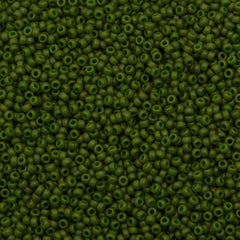50g Miyuki Round Seed Bead 11/0 Opaque Matte Dyed Olive Green (2049)