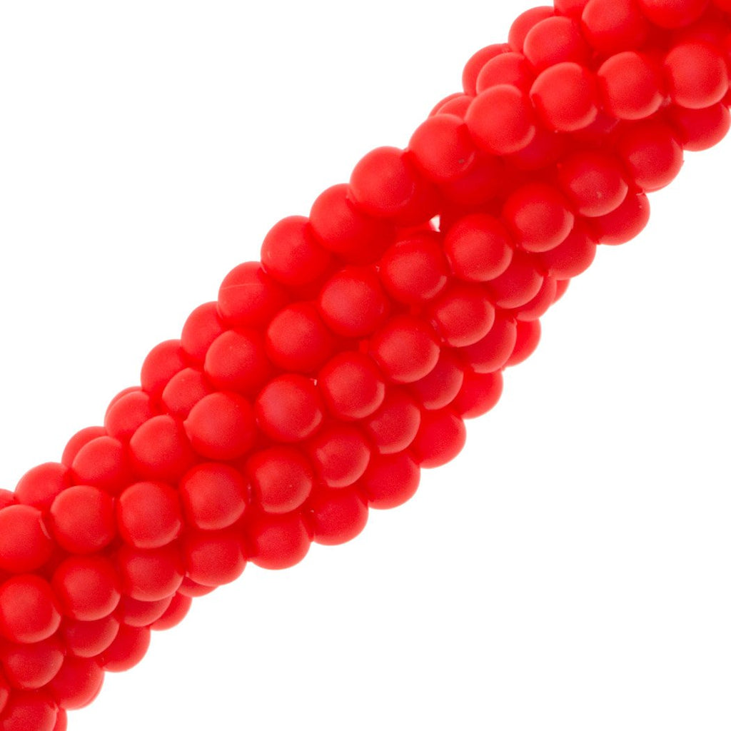 200 TRUE CRYSTAL 2mm Round Neon Red Pearl Beads