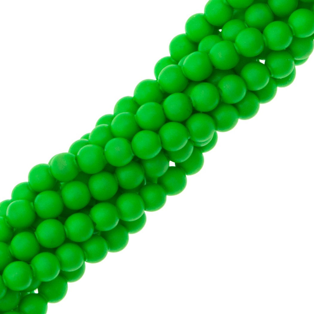 200 TRUE CRYSTAL 2mm Round Neon Green Pearl Beads
