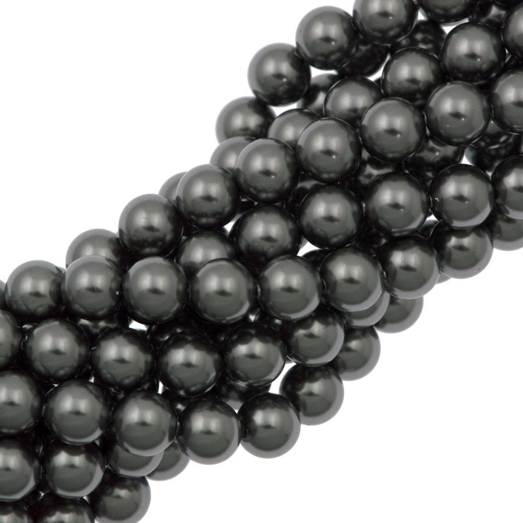 100 TRUE CRYSTAL 6mm Round Dark Grey Pearl Beads