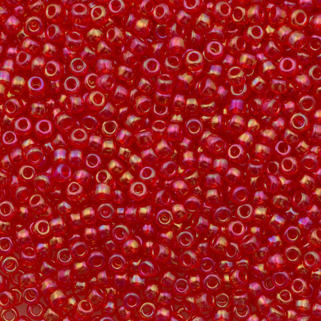 Miyuki Round Seed Bead 8/0 Transparent Red AB 22g Tube (254D)