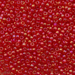 Miyuki Round Seed Bead 8/0 Transparent Red AB 22g Tube (254D)