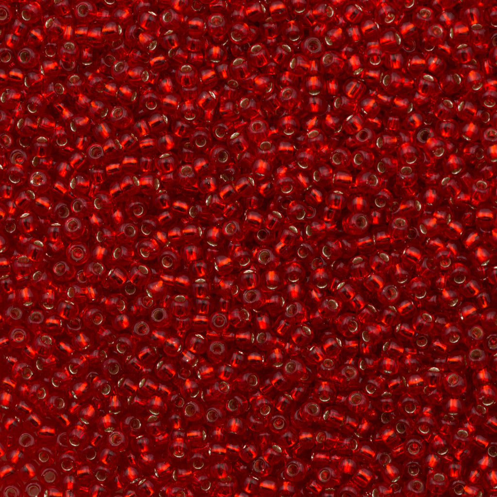 Toho Round Seed Bead 11/0 Silver Lined Ruby 2.5-inch Tube (25B)