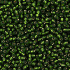Miyuki Round Seed Bead 6/0 Matte Silver Lined Olive 20g Tube (26F)