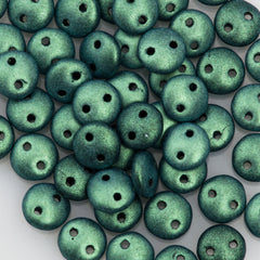 50 CzechMates 6mm Two Hole Lentil Metallic Suede Light Green Beads (79051)
