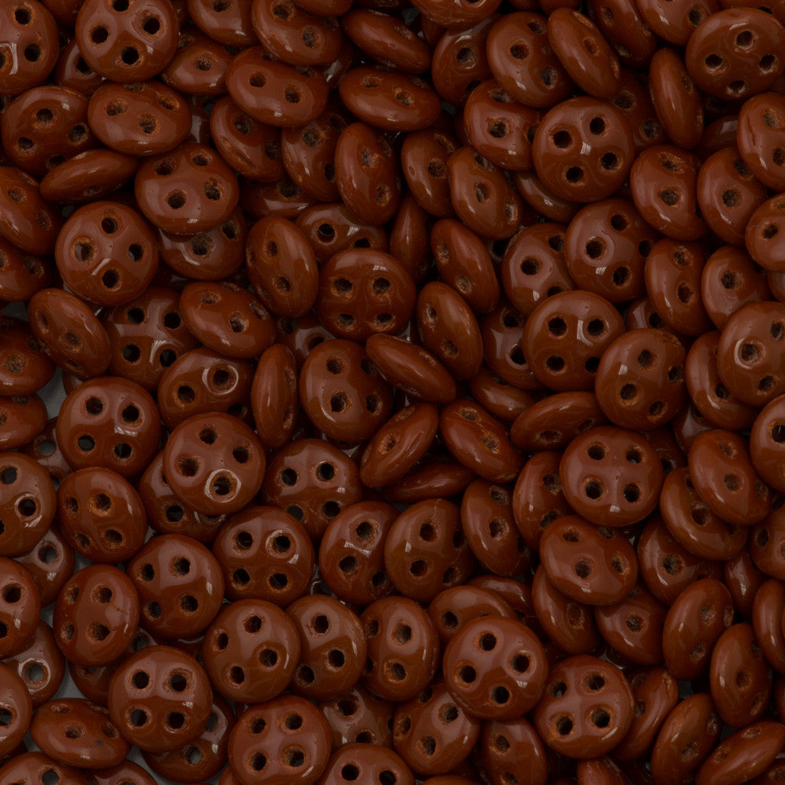 CzechMates 6mm Four Hole QuadraLentil Opaque Brown Beads 15g (13600)