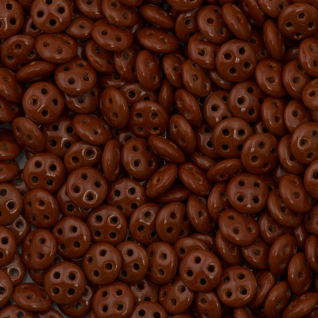 CzechMates 6mm Four Hole QuadraLentil Opaque Brown Beads 15g (13600)