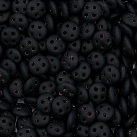 CzechMates 6mm Four Hole QuadraLentil Matte Jet Beads 15g (23980M)