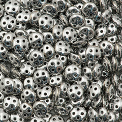 CzechMates 6mm Four Hole QuadraLentil Silver Beads 2.5-inch Tube (27000)