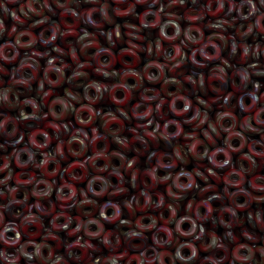 Czech O Beads Opaque Red Picasso 7.9g Tube (93200T)