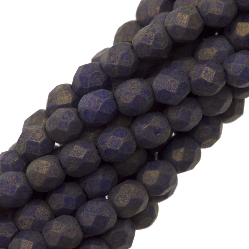 100 Czech Fire Polished 4mm Round Bead Pacifica Elderberry (10030PS)