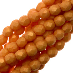 100 Czech Fire Polished 4mm Round Bead Pacifica Tangerine (10040PS)