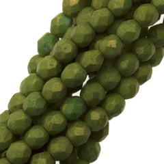 100 Czech Fire Polished 4mm Round Bead Pacifica Avocado (10050PS)