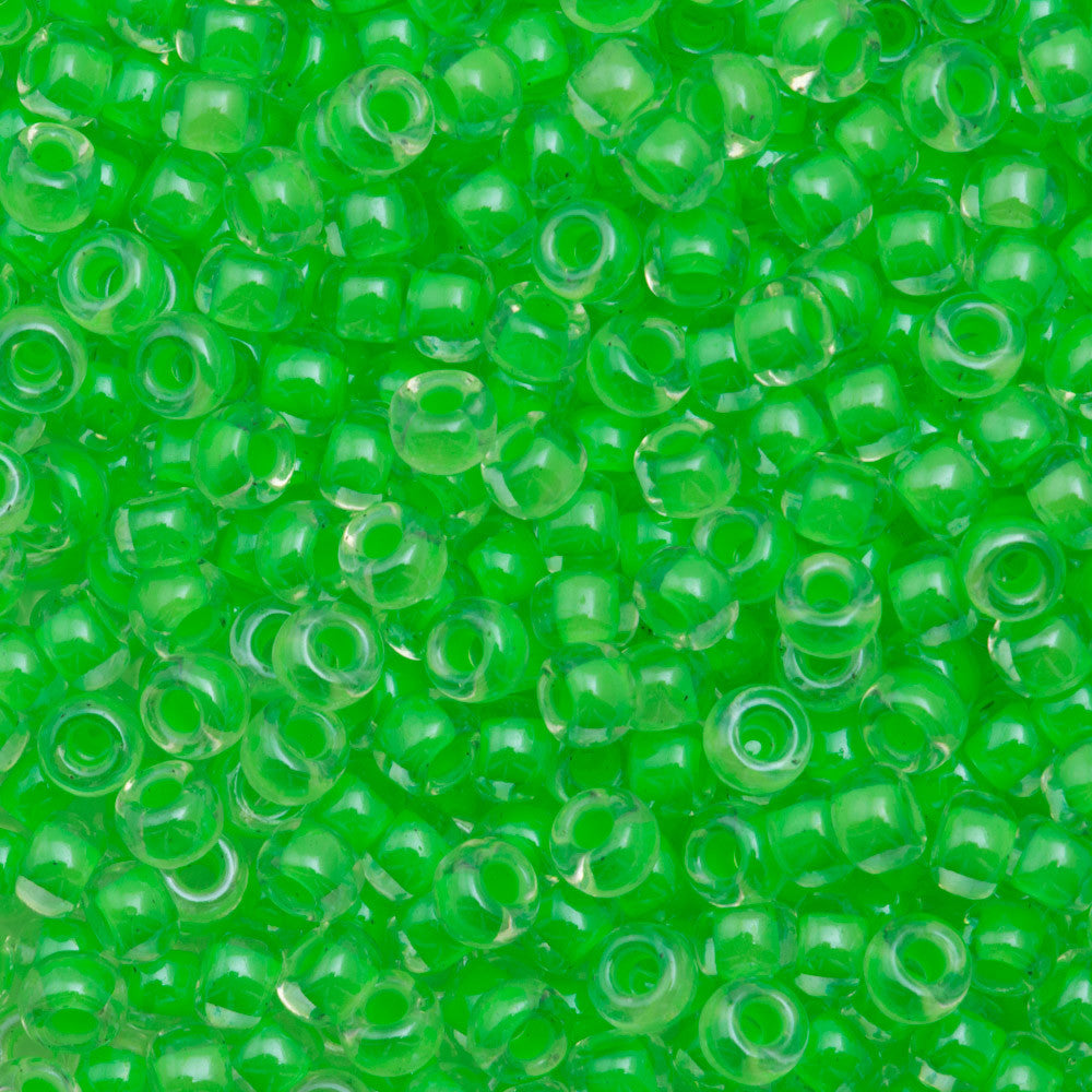 Miyuki Round Seed Bead 6/0 Inside Color Lined Light Green 20g Tube (1120)