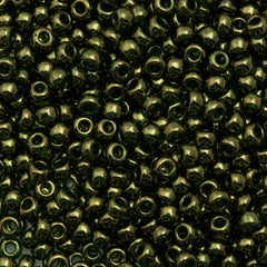 Miyuki Round Seed Bead 6/0 Olive Green Gold Luster 20g Tube (306)