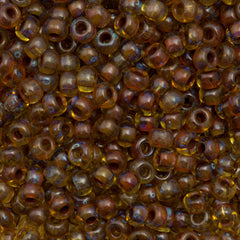Miyuki Round Seed Bead 6/0 Transparent Saffron Picasso 20g Tube (4501)