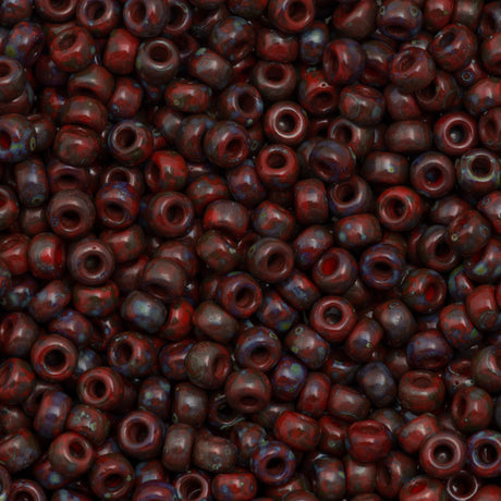 Miyuki Round Seed Bead 6/0 Opaque Red Picasso 20g Tube (4513)