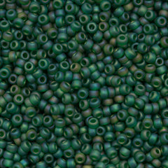 Miyuki Round Seed Bead 8/0 Transparent Matte Green AB 22g Tube (146FR)