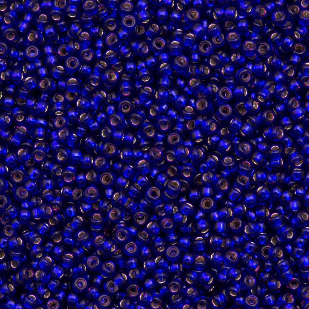 50g Miyuki Round Seed Bead 11/0 Dyed Silver Lined Dark Cobalt (1427)