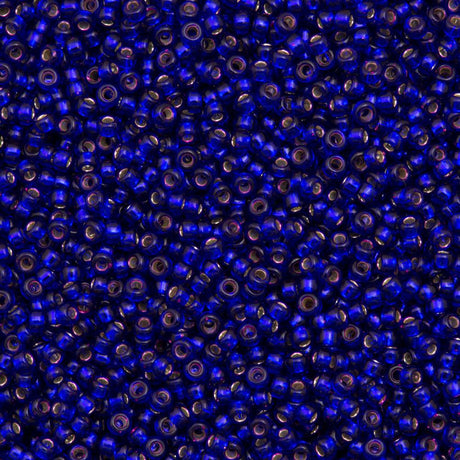 50g Miyuki Round Seed Bead 11/0 Dyed Silver Lined Dark Cobalt (1427)