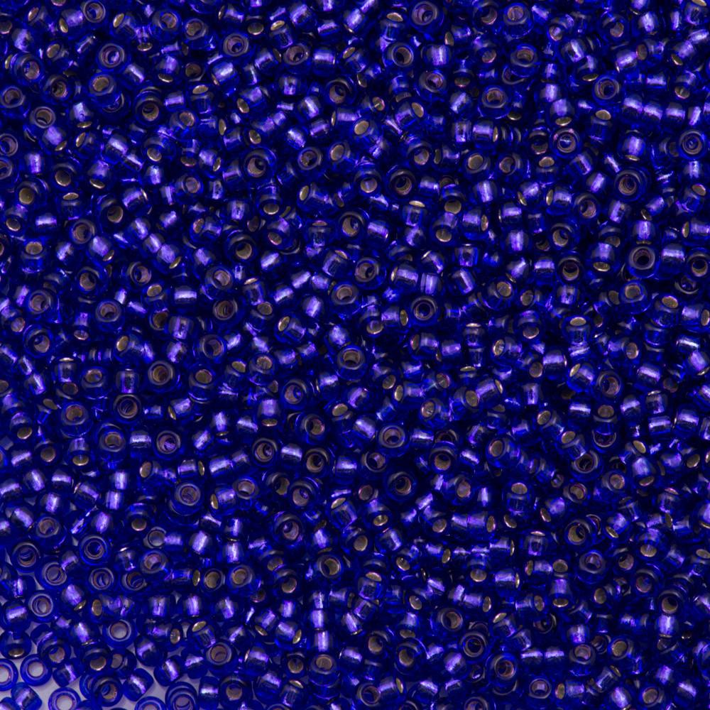50g Miyuki Round Seed Bead 11/0 Dyed Silver Lined Royal Purple (1446)