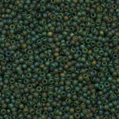 Miyuki Round Seed Bead 8/0 Matte Transparent Olive AB 22g Tube (158FR)