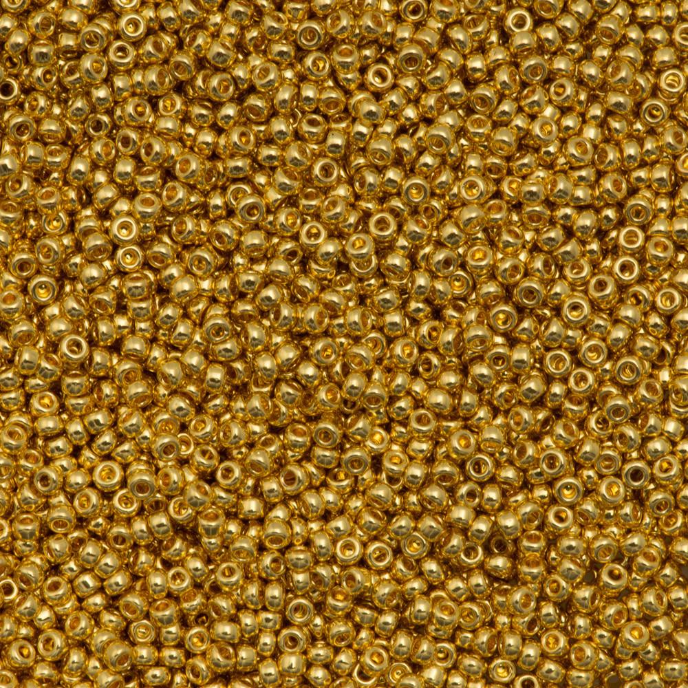 Miyuki Round Seed Beads, 11/0 size, 50 Gram Bulk Bag, #191 24kt Gold Plated