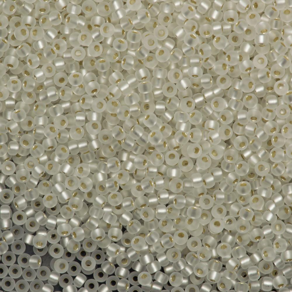 50g Miyuki Round Seed Bead 11/0 Matte Silver Lined Crystal (1F)
