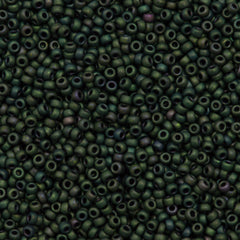 8g Miyuki Round Seed Bead 11/0 Matte Metallic Dark Green Iris (2066)