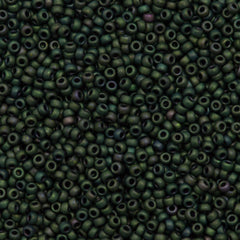 50g Miyuki Round Seed Bead 11/0 Matte Metallic Dark Green Iris (2066)