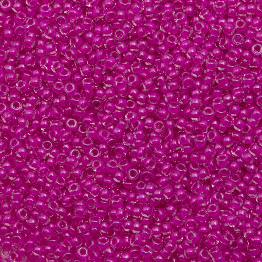 10g Miyuki Round Seed Bead 11/0 Inside Color Lined Fuchsia (209)