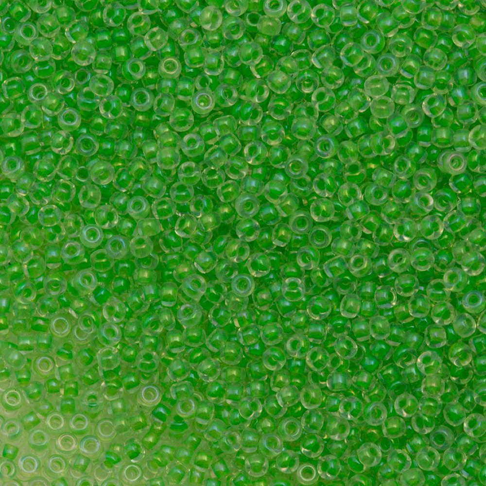 50g Miyuki Round Seed Bead 11/0 Inside Color Lined Light Green (228)