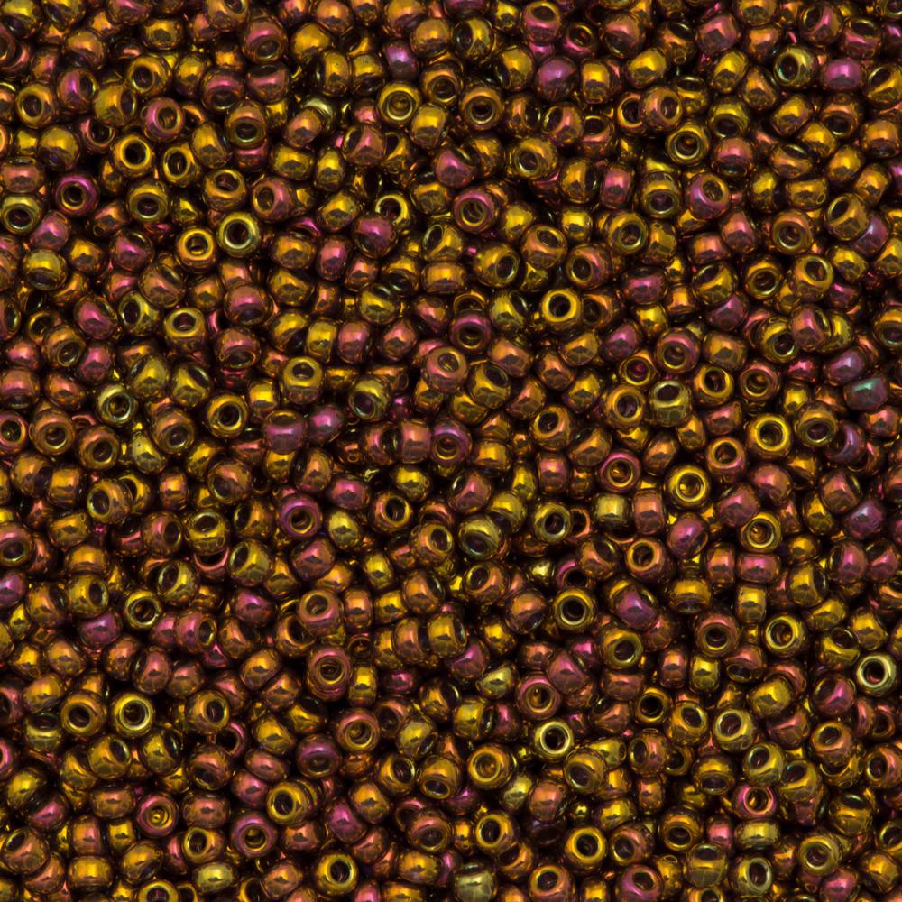 50g Miyuki Round Seed Bead 11/0 Tea Berry Gold Iris (2449)