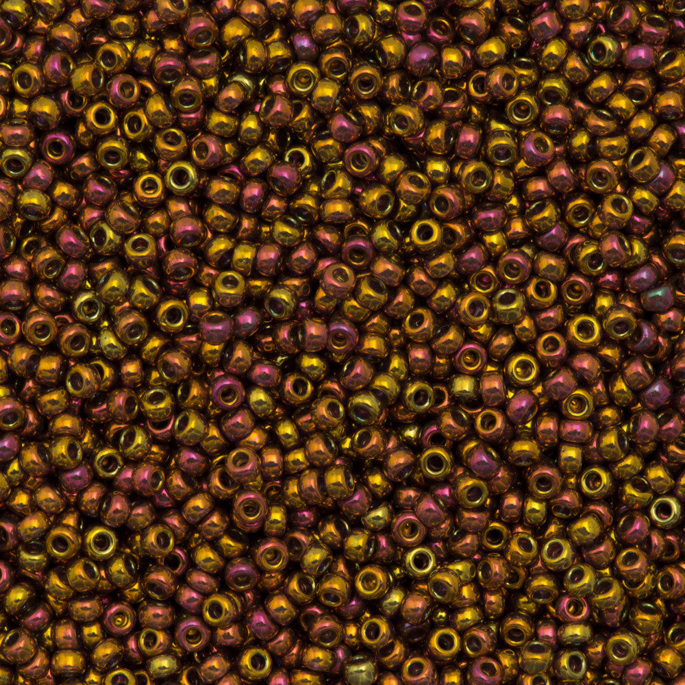 Miyuki Round Seed Bead 8/0 Tea Berry Gold Iris 22g Tube (2449)