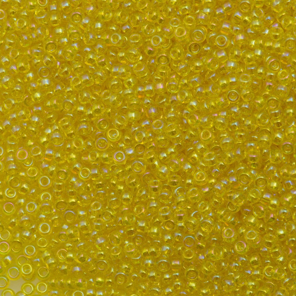 10g Miyuki Round Seed Bead 11/0 Transparent Yellow AB (252)
